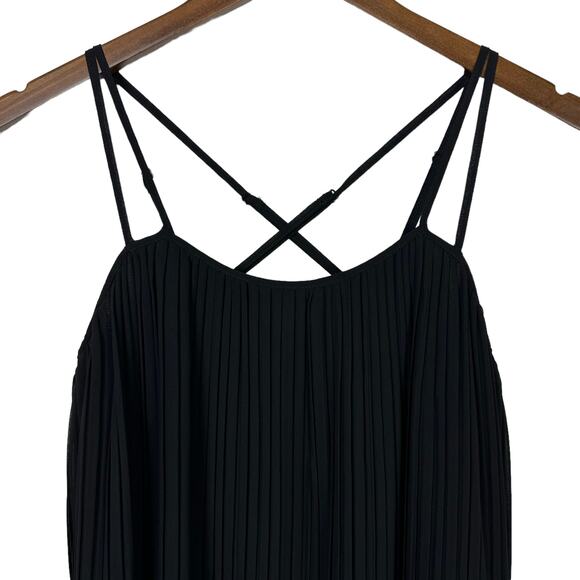 BCBGeneration | NWT Black Accordion Pleated Adjustable Strap Mini Swing Dress - Picture 6 of 10